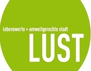 Auf dem Bild ist das Logo zum Projekt LuSt zu sehen. Auf grünen Hintergrund steht der Schrift zu "LuSt - Lebens- und Umweltgerechte STadt".