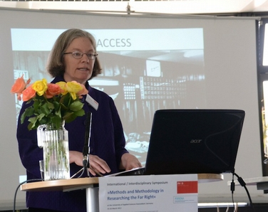 Prof. Kathleen Blee bei der Konferenz zur Extremen Rechten an der FH Düsseldorf