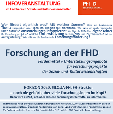 Plakat zur Infoveranstaltung der Infoveranstaltung Forschung des FB6